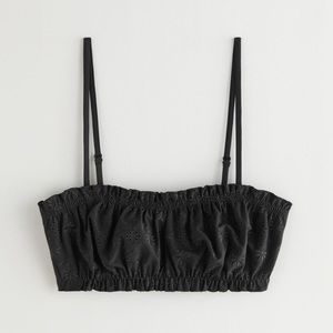 Eyelet Embroidered Bandeau Bikini Top and Bottoms